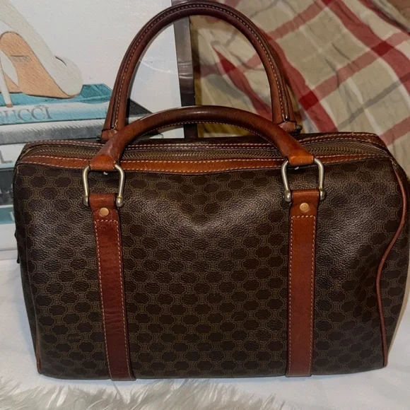 Celine Triomphe Macadam Monogram Logo Speedy 30 Boston Vintage Bag GUC - Picture 5 of 15
